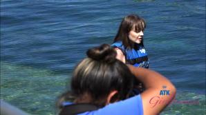 Aliya swims with dolphins, and gets off all over!